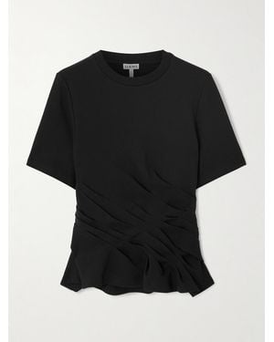 Loewe Draped Cotton-Blend Jersey T-Shirt - Black
