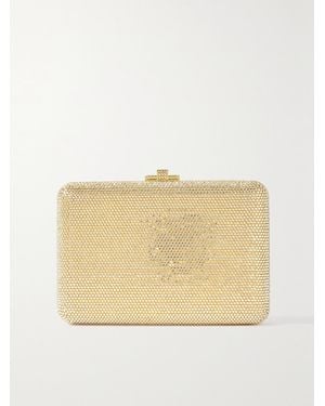 Judith Leiber Slim Slide Goldfarbene Clutch Mit Kristallen - Natur