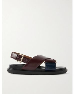 Marni Fussbett Two-Tone Leather Slingback Sandals - Red