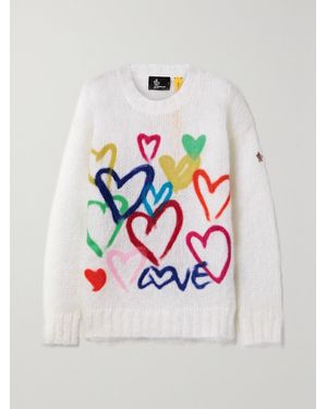 Moncler Genius 3 Moncler Grenoble Oversized Printed Mohair-Blend Jumper - White