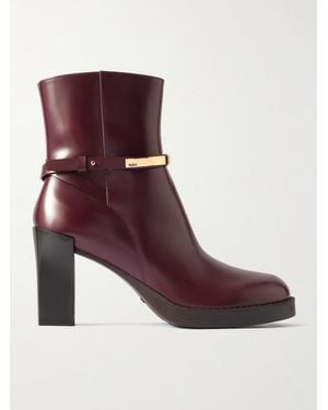 Tod's Gomma Embellished Glossed-Leather Ankle Boots - Purple