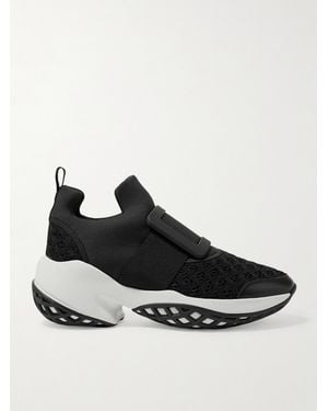 Roger Vivier Viv Run Mesh And Leather Trainers - Black