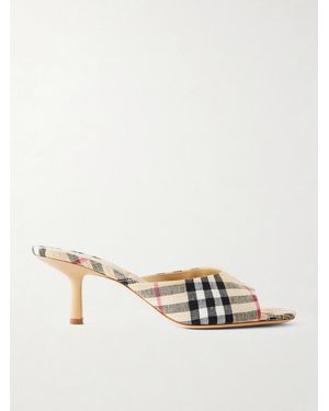 Burberry Mules Aus Kariertem Canvas - Natur