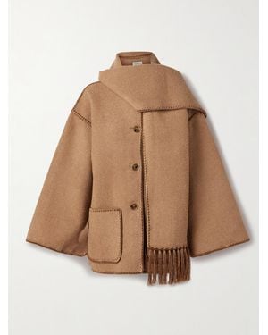 TOTEME Draped Fringed Wool-Blend Bouclé Jacket - Natural