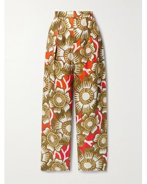 Mara Hoffman Net Sustain Marella Floral-Print Hemp Wide-Leg Trousers - White