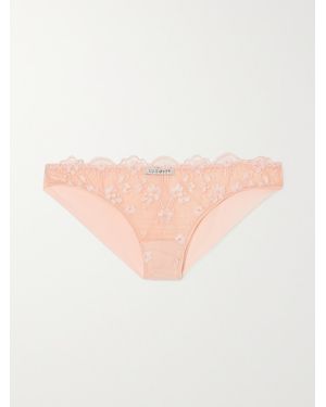I.D Sarrieri Net Sustain Loulou Embroidered Tulle Brazilian Briefs - Pink