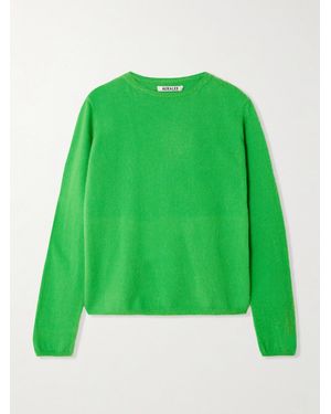 AURALEE Brushed Cashmere And Cotton-Blend Jumper - Green