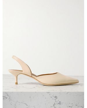 STAUD Sebastian Leather Slingback Pumps - Natural