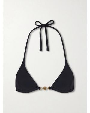 Versace Logo-Embellished Bikini Top - Black