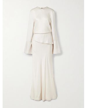 Brandon Maxwell The Tiered Satin-Twill Gown - Natural