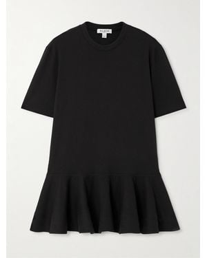 Alaïa Oversized Poplin-Trimmed Cotton-Jersey Peplum T-Shirt - Black