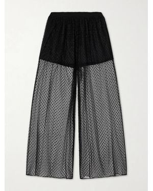 Alaïa Polka-Dot Fil Coupé Organza Wide-Leg Trousers - Black