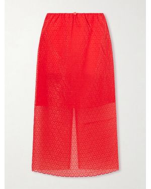 Cecilie Bahnsen Embroidered Tulle Midi Skirt