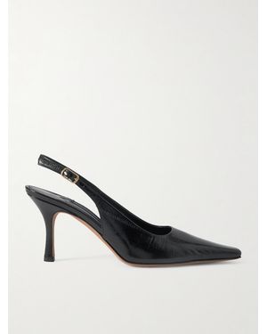 Emme Parsons Elana Textured-Leather Slingback Court Shoes - Black