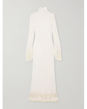 Taller Marmo New Mexico Fringed Open-Knit Cotton Gown - White