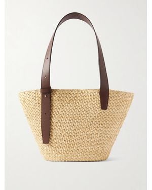 LIE STUDIO The Bianca Kleine Tote Aus Raffiabast Mit Lederbesätzen - Natur