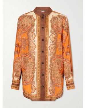 Zimmermann Mahon Dolman Printed Silk-Satin Shirt - Orange