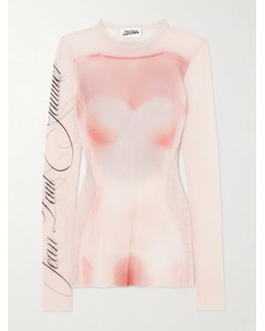 Jean Paul Gaultier Trompe L'Oeil Printed Mesh Top - Pink