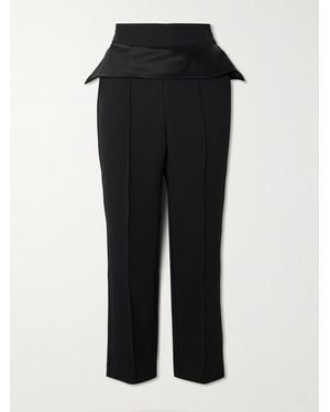 Maticevski Relate Hose Mit Geradem Bein Aus Crêpe Mit Besatz Aus Stretch-Seidensatin - Schwarz