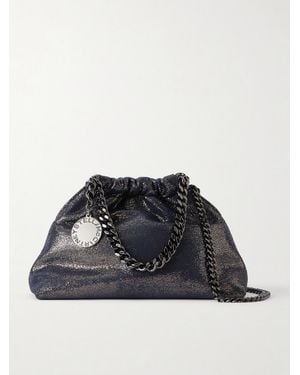 Stella McCartney Falabella Mini Metallic Vegetarian Suede Drawstring Bag - Black