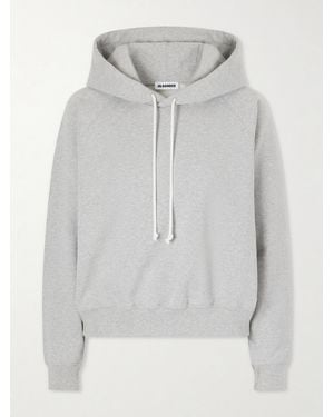 Jil Sander Cropped Cotton-Jersey Hoodie - Grey