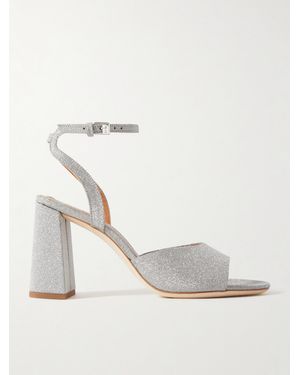 STAUD Solange Glittered Leather Sandals - Natural