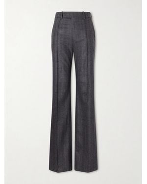 Nili Lotan Etoile Pleated Checked Wool And Cashmere-Blend Felt Straight-Leg Trousers - Grey