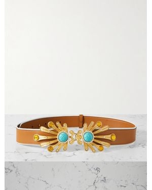 Sonia Petroff Kiss Fish Embellished Leather Belt - Natural