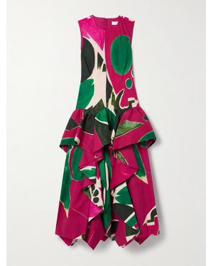 Ulla Johnson Lee Krasner Mural Draped Printed Cotton-Poplin Gown - Pink
