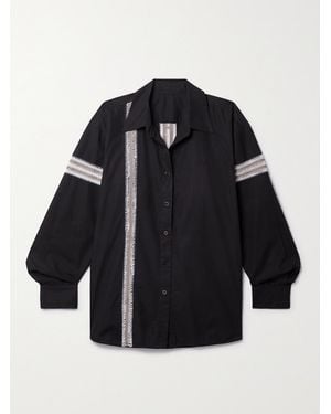 DIOTIMA Winston Crochet-Trimmed Cotton-Poplin Shirt - Blue
