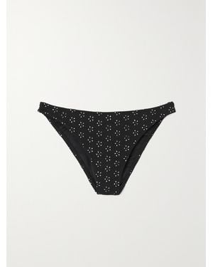 Peony Net Sustain Recycled-Broderie Anglaise Bikini Briefs - Black
