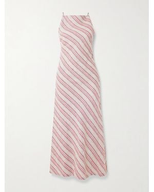 Faithfull the Brand Lison Open-Back Striped Linen And Cotton-Blend Midi Dress - Pink