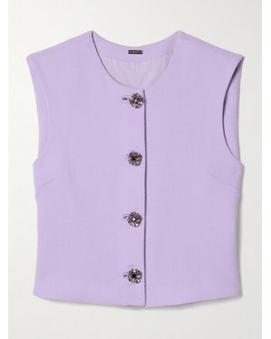Adam Lippes Remo Cropped Swarovski Crystal-Embellished Wool-Crepe Vest - Purple