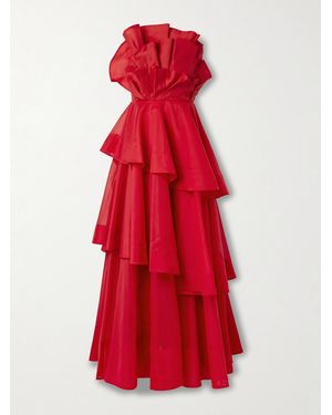 Aje. Selestia Strapless Ruffled Tiered Organza Gown - Rot