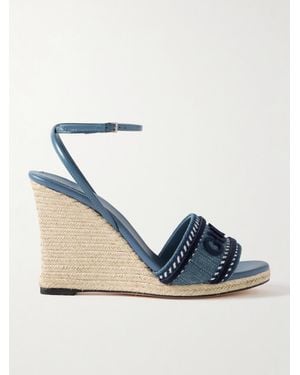 Gucci Espadrilles Compensees En Jean A Logo - Bleu