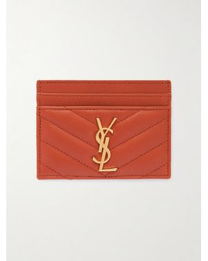 Saint Laurent Cassandre Matelassé Leather Cardholder - Orange