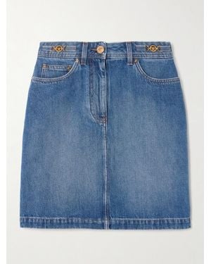Versace Embellished Denim Mini Skirt - Blue