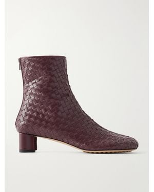 Bottega Veneta Cherry 45 Intrecciato Leather Ankle Boots - Purple