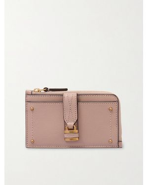 Chloé Paddington Embellished Textured-Leather Cardholder - Pink
