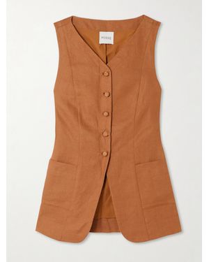 Posse Lorenzo Grosgrain-Trimmed Linen Vest - Brown