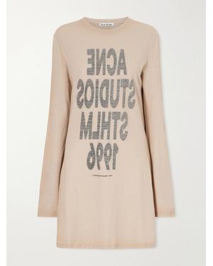 Acne Studios Printed Cotton-Jersey Mini Dress - Natural