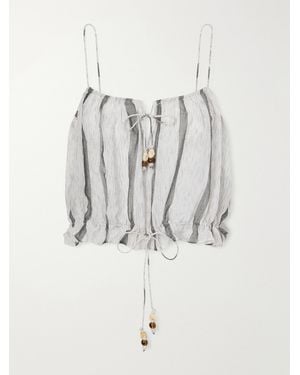 Ulla Johnson Cara Bead-Embellished Striped Cotton Coverup - White