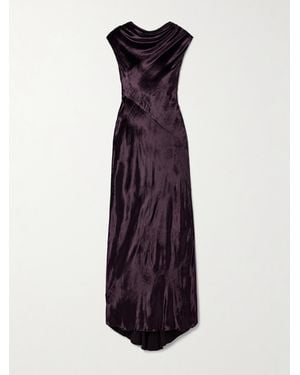 Twp Robe Du Soir Dos Ouvert En Velours À Drapé Back To You - Violet