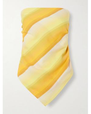 Marrakshi Life Triangle Strapless Striped Cotton-Blend Top - Yellow
