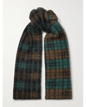 Saint Laurent Écharpe En Mohair Mélangé À Carreaux - Vert