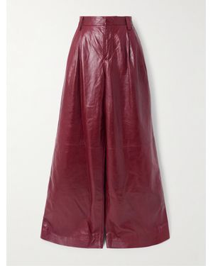 Jonathan Simkhai Kobie Leather Wide-Leg Trousers - Purple