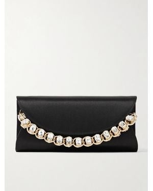 Judith Leiber Taylor Crystal-Embellished Satin Clutch - Black
