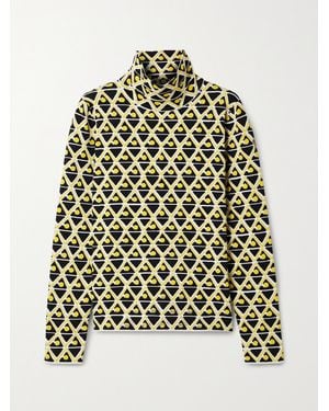 Moncler Genius 3 Moncler Grenoble Ciclista Jacquard-Knit Turleneck Top - Gelb