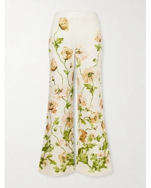 Cara Cara Floral-Print Linen Wide-Leg Trousers - Yellow