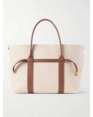 Loro Piana Ghiera Large Leather-Trimmed Canvas Tote - Natural